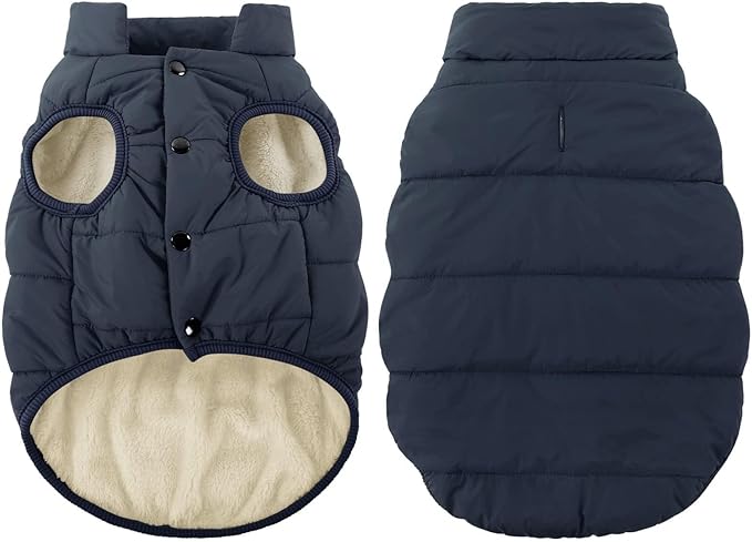 ASENKU Dog Winter Coat - Waterproof Windproof Dog Jacket, Warm Snowproof Doggie Puffer Vest for Cold Weather, Lightweight Snow Coats for Small Medium Large Dogs (XS, Blue)