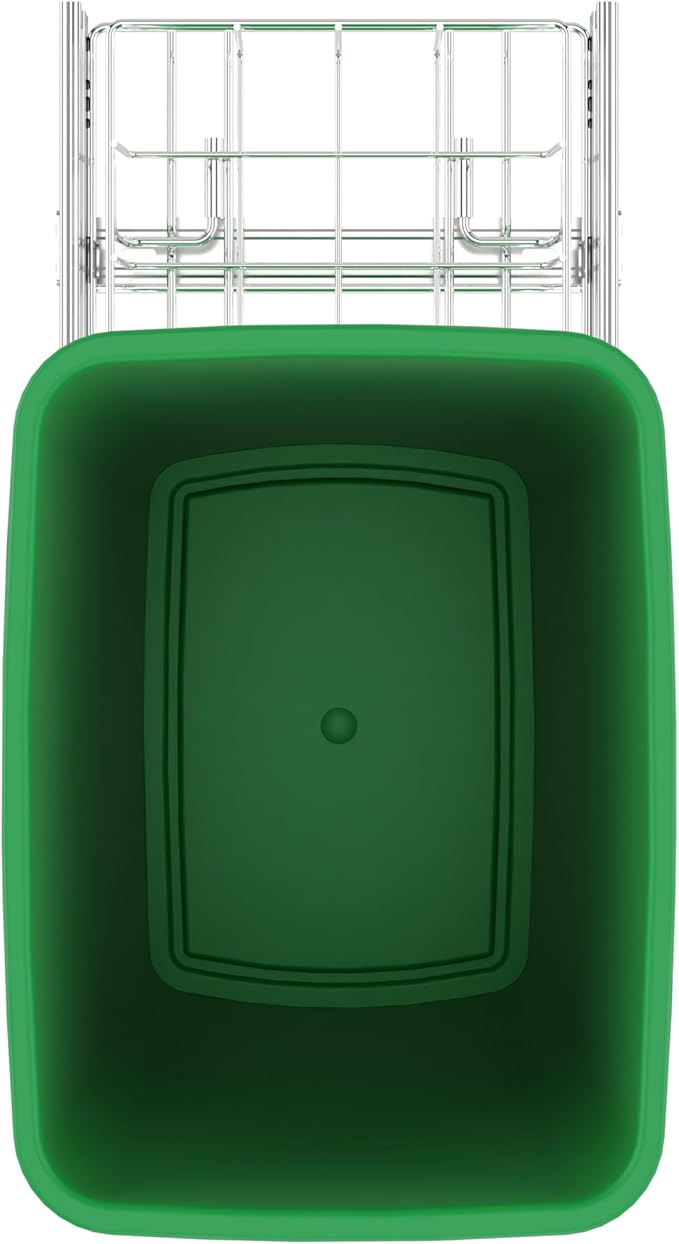 Rev-A-Shelf Pullout Trash Can for Kitchen Cabinets 35 Qt Garbage Waste Recycling Bin with Full Extension Slides, Green, RV-12KD-19C-S