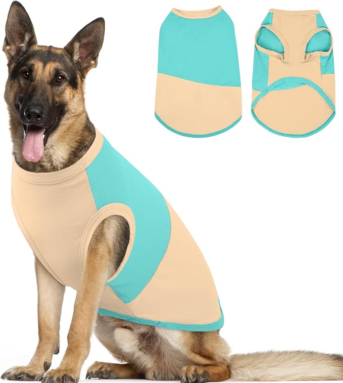 BRKURLEG Summer Dog Cooling Vest Quick Dry Breathable Dogs Cooling Shirts UPF 50+ Sun Protection Dog Shirt Lightweight Pet Shirts for Outdoor Adventures, Walking, Beach, GreenYellow, XXXL
