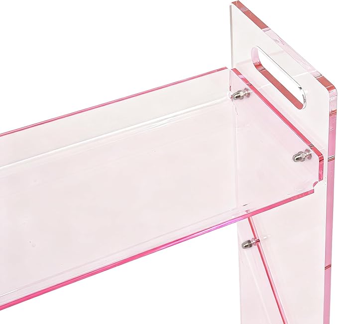 3-Tier Acrylic Shoe Rack, Shoe Organizer for Entryway Closet, Sturdy Display Shelf for Sneakers Boots, Space-Saving Storage Solution, 27.6" x 6.7" x 27.2" (Pink)