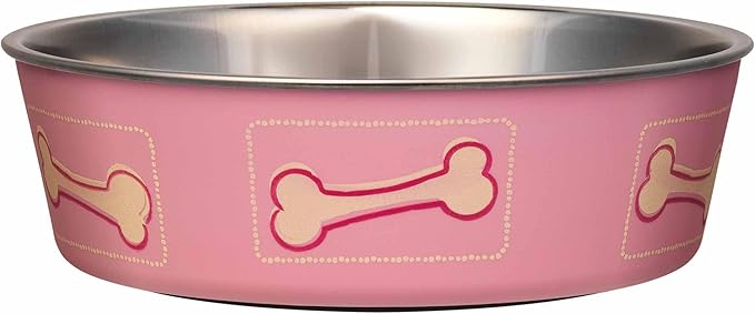 Large Stainless Steel Dog Bowl – Spill Proof Non-Slip Bella Bowl 54 oz – Coastal Pink
