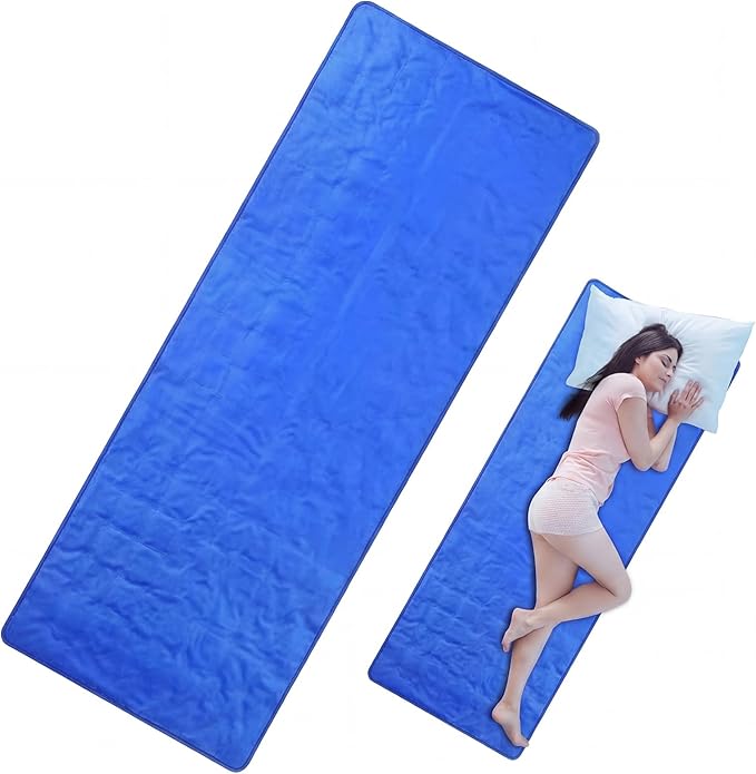 Cooling Pad Mat for Sleep Cooling Mattress Pad Gel for Bed, Relieve Pain, Summer Hot Flashes, Adult, Pets, No Water or Electricity Required(Plain,Blue,60 x 20 Inch)