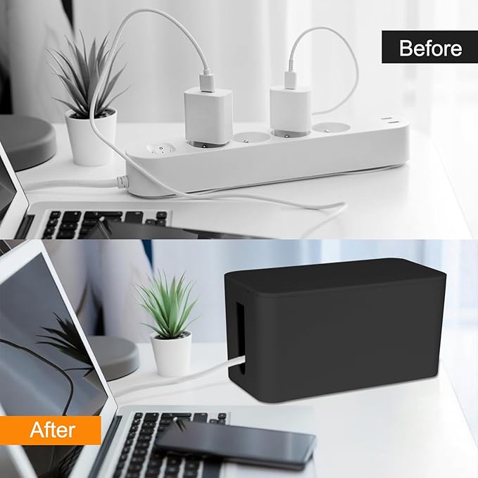 Cable Management Cord Cover Wire Hider Box Concealer Organizer Protector System for Home Theater Entertainment Center Office School (Black)