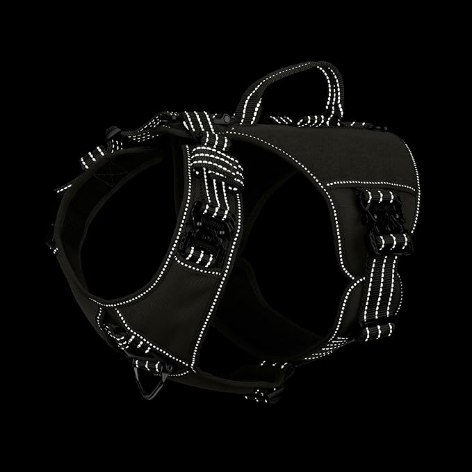 ICEFANG GN8 Tactical Dog Harness with 4X Metal Buckles for X-Large Sized Dogs,Reflective in Training Walking K9 Dog Vest,No-Pull Front Leash Clip,Adjustable Pet Harness (Green, X-Large (Pack of 1))