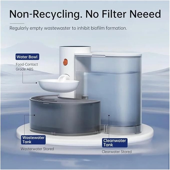 cat Water Feeder, Smart Dump Cat Water Dispenser Running Rechargeable Automatic Dispenser for Pet Dogs,pet Supplies(White)