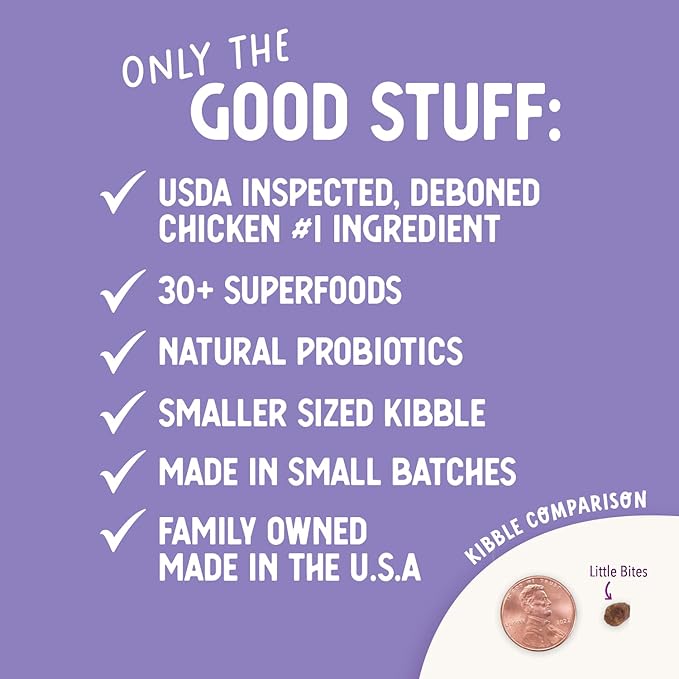 Health Extension Little Bites Dry Dog Food for Toy and Small Breeds, Chicken & Brown Rice Recipe, with Probiotics & Superfoods for Digestion & Coat Health, 10 lb Bag