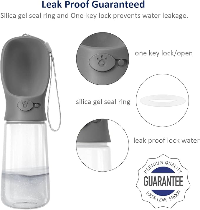 WePet Portable Dog Water Bottle with Food Container, 19 OZ + 6 OZ, Leak Proof Puppy Water Dispenser with Drinking Feeder for Pets Outdoor Walking, Hiking, Travel, Food Grade Plastic