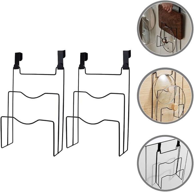 Ciieeo Kitchen Cabinet Door Hanging Pot Lid Organizer 3-Tier Iron Storage Rack 12.12X8.07X3.22 Inch Hanging Lid Holder for Pots and Cutting Boards Easy Kitchen Organization