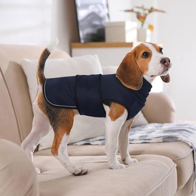 IDOMIK Dog Anxiety Calming Hoodie, Breathable Jacket for Thunderstorms, Fireworks, Vet Visits, Separation Anxiety, Adjustable Ear Protection Recovery, Blue, XL