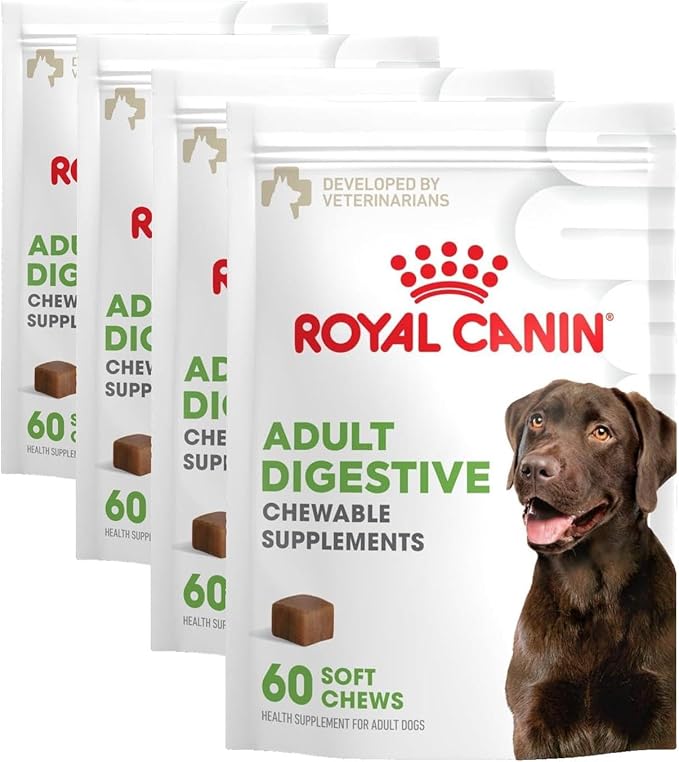 Royal Canin Digestive Dog Supplement Soft Chews for Adult Dogs, 60 Count (Pack of 4)
