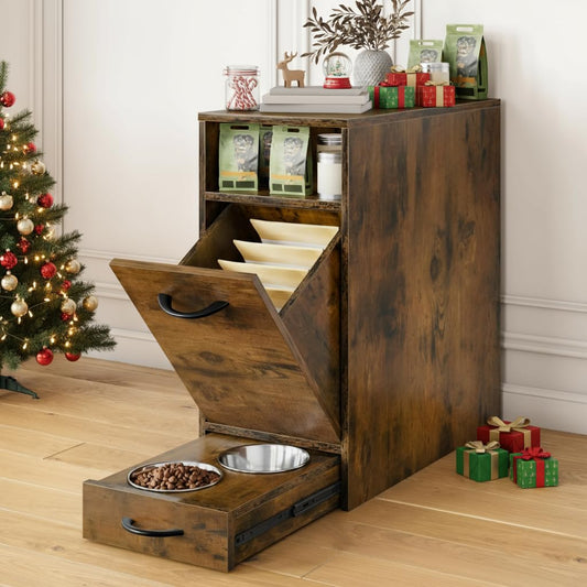 DWVO Dog Feeding Station with Storage & 2 Feeder Bowls - Image 1