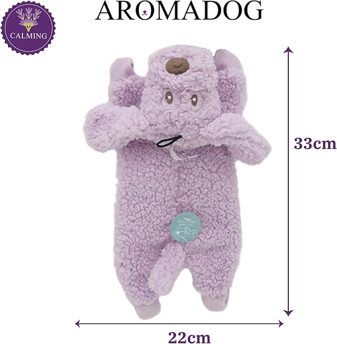 Calm Fleece Laying Down Dog, Soothing Dog Toy, Made with Lavender Blend of Therapeutic Grade Essential Oils (33cm)