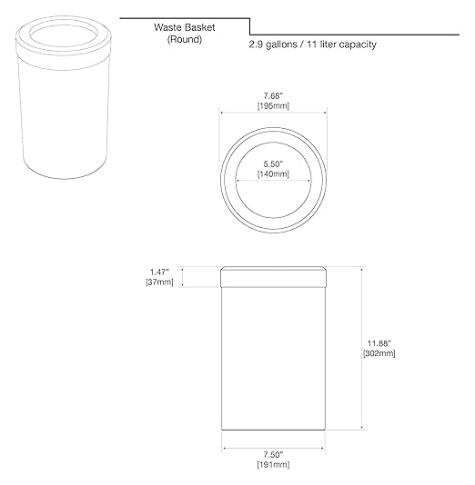 Gatco Small Bathroom Trash Can with Lid, Round 3 Gallon Stainless Steel Wastebasket, Under Sink, Brushed Brass, for Bathroom, Bedroom, Office (1910B)