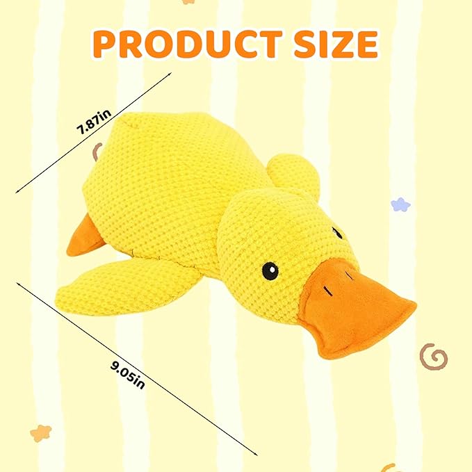 1 PCS Calming Duck Toy for Dogs, The New Mellow Dog Calming Duck, Soft Plush Yellow Duck Dog Toy, Anxiety Relief for Pets, Quacking Sound for Indoor Dogs, 23x20 cm