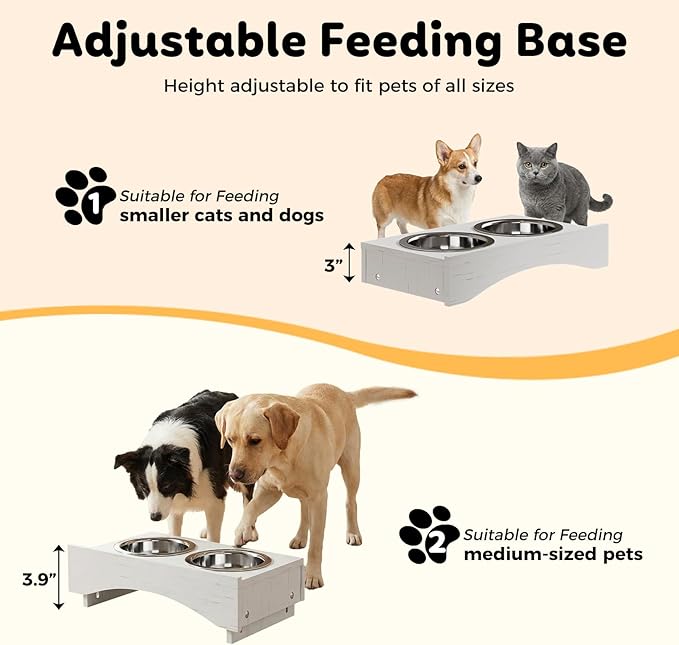 Dog Food Feeding Station Storage with Bowls, Pet Food Storage Cabinet with Flip-Top Blackboard, Hidden Trash Can, Pet Organizer Cabinet for Dog and Cat