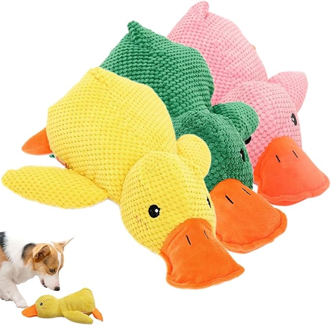 Quack-Quack Mellow Dog Calming Duck Toy, Premium Emotional Support, Durable Yellow Stuffed Duck Chew Toys for Dogs (3 Colors)