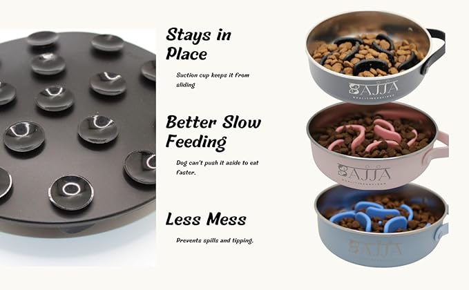 Slow Feeder Insert for Dog Bowl with Suction Cups – Anti-Choke Silicone Design Fits Most Dog Bowls – Includes 3 Finger Toothbrushes for Puppy & Pet Dental Care| We Give Back