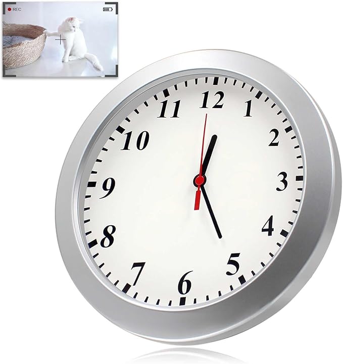 1080P HD Mini Camera Wall Clock Cameras with Motion Detection Indoor Security Hidden Cam Pet Camera for Home/Office, No Wi-Fi