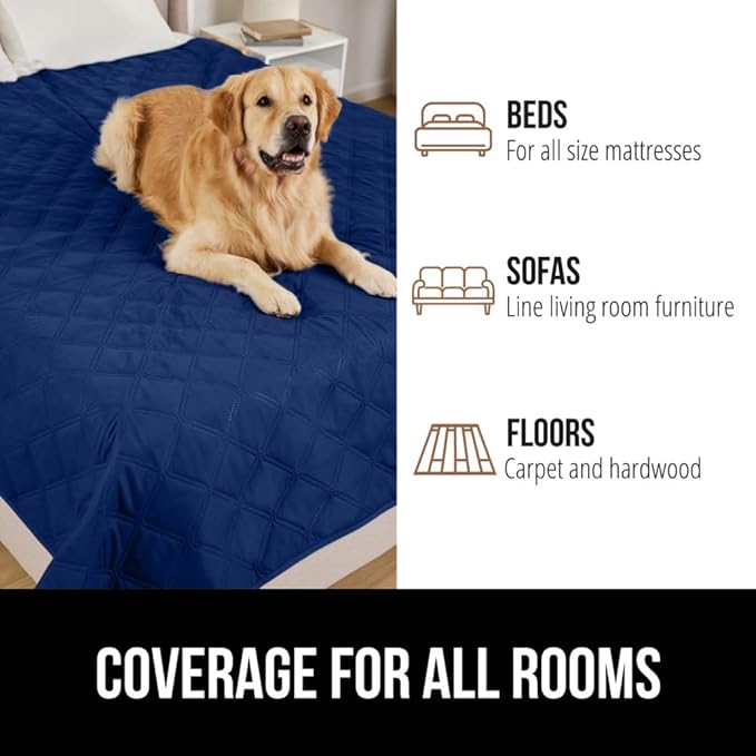 GORILLA GRIP Waterproof Dog Blanket, Couch Cover for Dogs Washable, Protects Sofa, Furniture, Crate, Car, RV Essentials Pet Supplies, Tear and Slip Resistant Leakproof Cushion Cover, 40x50 Navy Blue