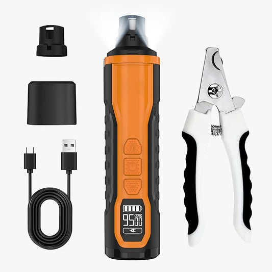5-Speed Dog Nail Grinder，Super Quiet Rechargeable Electric Dog Nail Trimmer Painless Paws Grooming ，Duty Pet Nail Grinder for Dogs/Cats/Birds/Large Medium Small Animals
