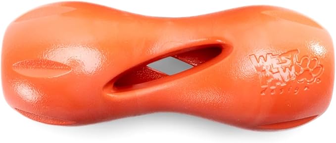 West Paw Qwizl Durable Zogoflex Dog Puzzle Toy for Mental Stimulation, and Enrichment - Treat Dispensing for Bully Sticks and Dental Sticks - Dishwasher Safe - Made in USA - Small - Cardinal