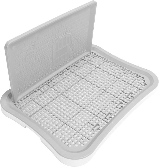 Asixxsix Dog Potty Training, 51x38x6cm Chew Resistant Mesh Pee Pad Holder, Indoor Outdoor Puppy Toilet Tray with Wall Mount System for Dogs and Puppies (White)