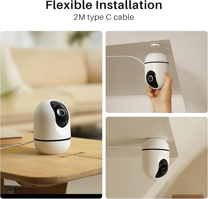 WUUK 4MP Indoor Security Camera, Pan Tilt Cam for Baby/Elder/Dog/Pet, Wi-Fi Home Security, Motion Detection & Tracking, Night Vision, 2-Way Audio, Compatible with Alexa & Google Home (2 Pack)