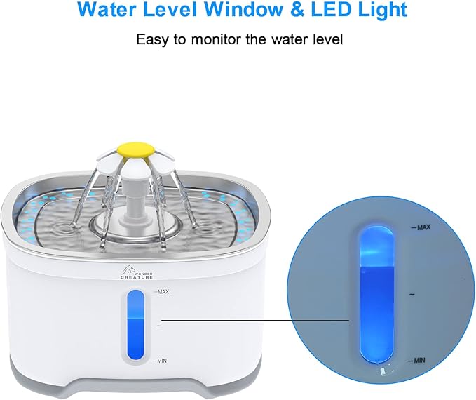 Wonder Creature Cat Water Fountain with 8 Carbon Filters and 4 Sponge Foam Filters