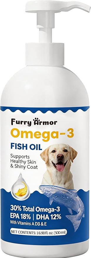 Omega-3 Fish Oil for Dogs & Cats - IFOS Certified 5-Star - High Potency 30% EPA+DHA from Wild Small Fish - Supports Skin, Coat, Joints & Heart - Liquid Pump Supplement, 16.9oz
