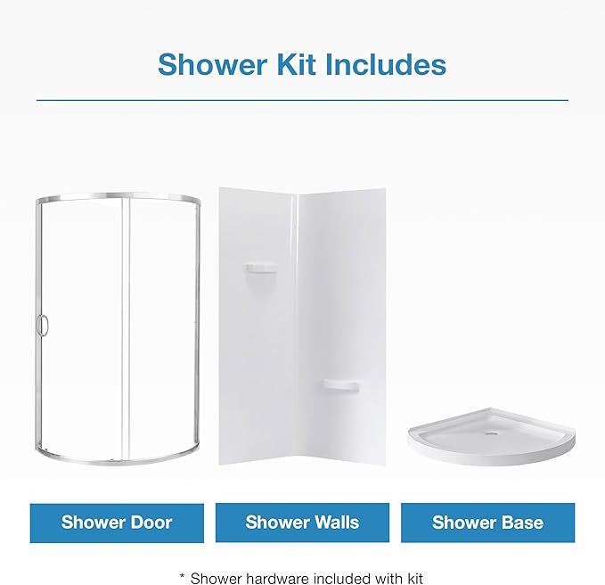 OVE Decors Breeze 32 in. Corner Shower Clear Sliding Door with Included Walls and Base in Satin Nickel Finish