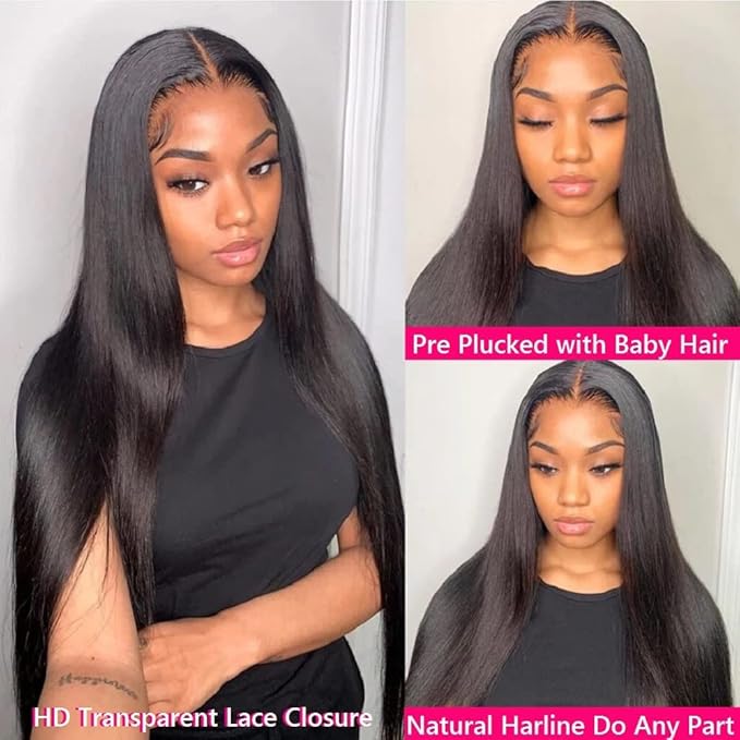 Selina Brazilian Virgin Human Hair Straight 4 Bundles 12 14 16 18 Inch Human Hair Brazilian Virgin Hair 100% Unprocessed Remy Hair Extensions Natural Black