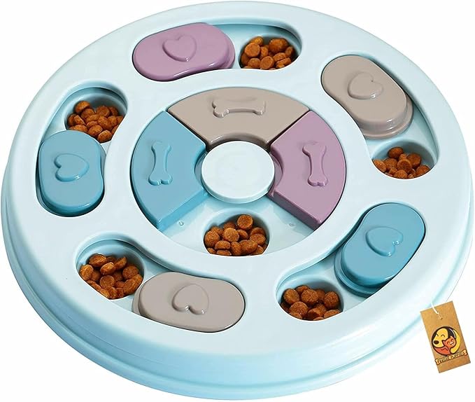 Foodie Puppie.s JP Pet Puzzle Toy for Dispensing Treats, Pet Toys Game for Training and Slow Feed, Non-Slip Feeder Designed for Dog, Puppies, Cats and Kittens (Round Shape) (Multicolour)
