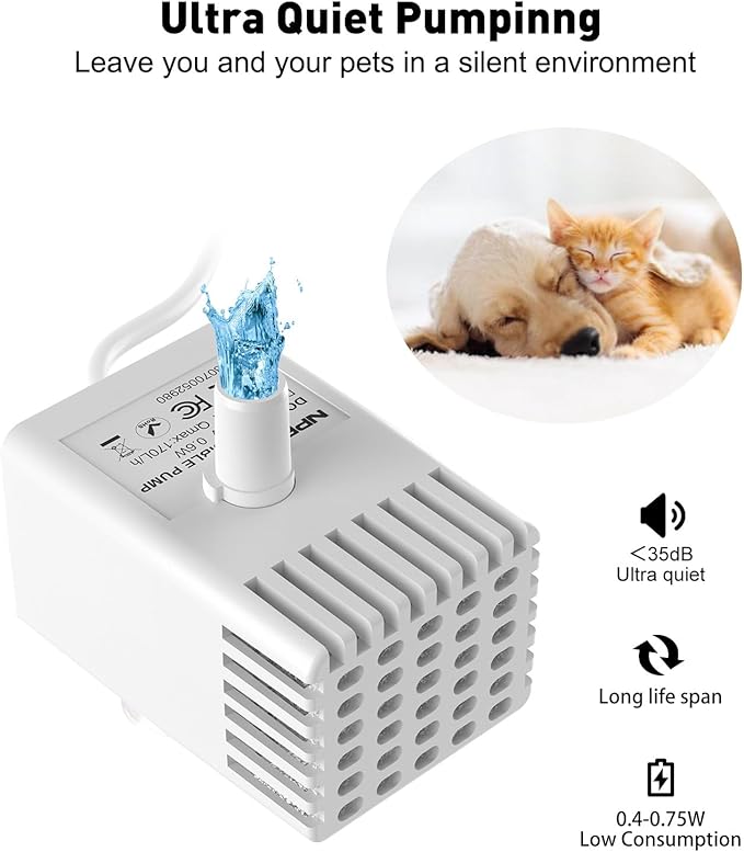NPET Stainless Steel Cat Water Fountain, 1Gallon/135oz Automatic Pet Drinking Fountain with LED Water Pump