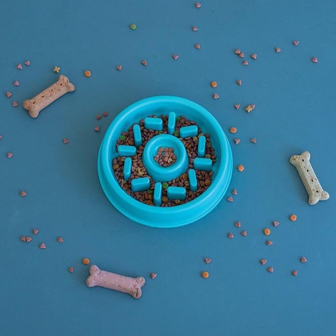 ZippyPaws - Happy Bowl - Slow Feeder Dog Bowl - Up to 10x Slower Eating - Dishwasher Safe, Non Slip - Donut