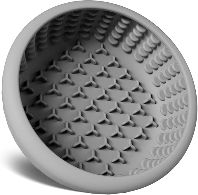 Dog Lick Bowl,Silicone Slow Feeder Bowls for Dogs ，Anxiety Relief Lick Mat for Dogs, Interactive and Enrichment Toys (Grey, Large)