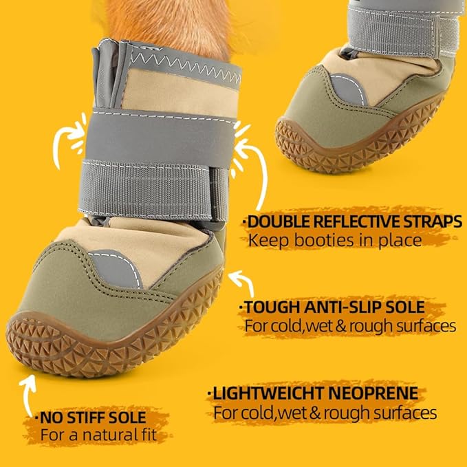 Dog Shoes for Large Dogs, Medium Dog Boots & Paw Protectors for Hardwood Floors, Outdoor Dog Booties for Hot Pavement Winter Snow Hiking, Waterproof Dog Shoes with Reflective Strips Size 7