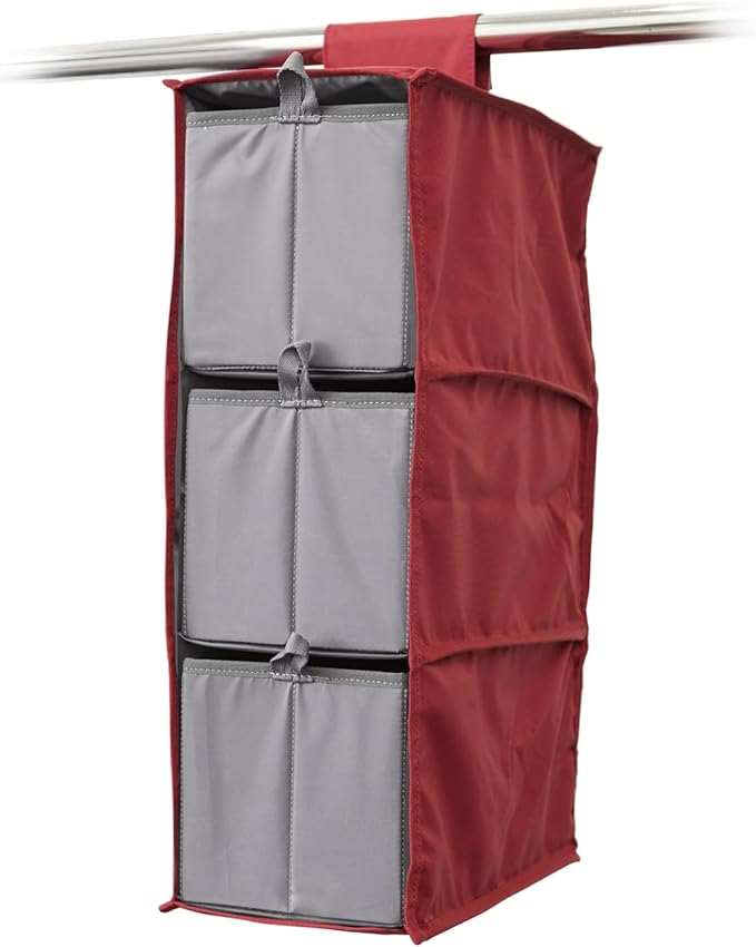 Covermates Keepsakes Hanging Shoe Organizer Set - Heavy Duty Material, Sturdy Interior Shelves, Includes Trays with Dividers - Closet Storage, Scarlett Red
