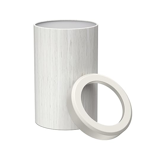 Gatco Small Bathroom Trash Can with Lid, Round 3 Gallon Wastebasket, Under Sink, White Oak with Matte White, for Bathroom, Bedroom, Office (1932W)