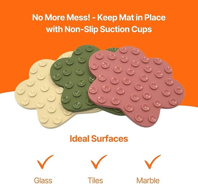 Lick Mat for Dogs & Cats 2 Pack, DOOGUES Slow Feeder Mat for Anxiety Relief, Non-Slip Suction Cups, Spread with Peanut Butter, Yoghurt, or Treats, Suitable for Small and Medium Pets (Green & Beige)