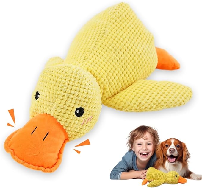 Duck Dog Toys,2026 New Calming Toy for Dogs,Dog Toys for Aggressive Chewers,Indestructible Toy for Large Small Dogs,Durable Stuffed Dog Puppy Toys (Yellow, Medium)