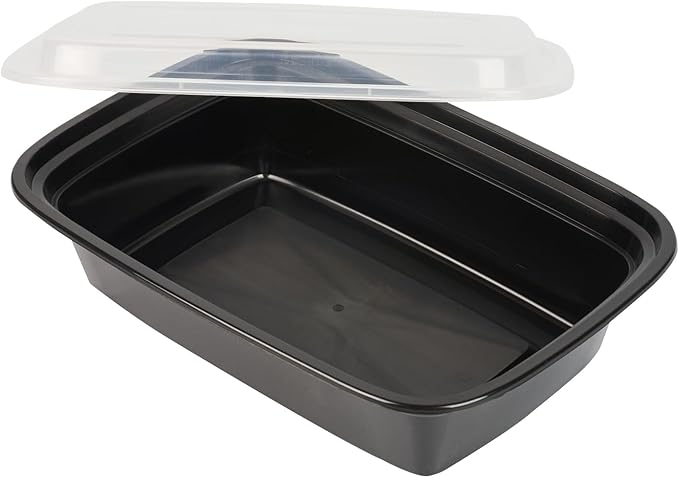 Restaurantware-Asporto 38 Ounce Take Out Containers, 100 Food Containers With Lids - Microwavable, Disposable, Black Plastic To Go Boxes For Food, No BPA, For Take Out And Delivery