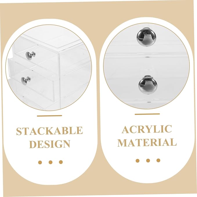 3-layer Acrylic Storage Box Desktop Organizer Makeup Organizer Cosmetic Display Space-saving Sturdy Silver Handle