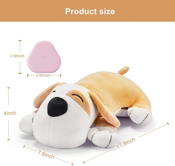 Dog Toy with Heartbeat Puppy Toy Dog Anxiety Toy to Separate Relief for Puppy Cuddle Soother Comfort Calming Create Training Sleep Aid Behavioral Aid Heartbeat Stuffed Animal, Yellow