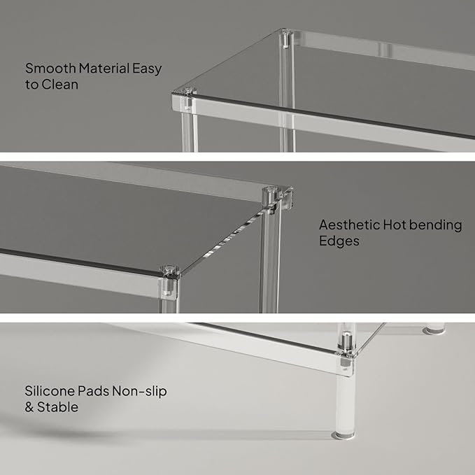 Aquiver 3-Tier Acrylic Shoe Rack - Modern Freestanding Shoe Storage Shelf for Entryway, Closet - 25.6'' L x 11.8'' W x 20.3'' H, Easy Assembly & Clean