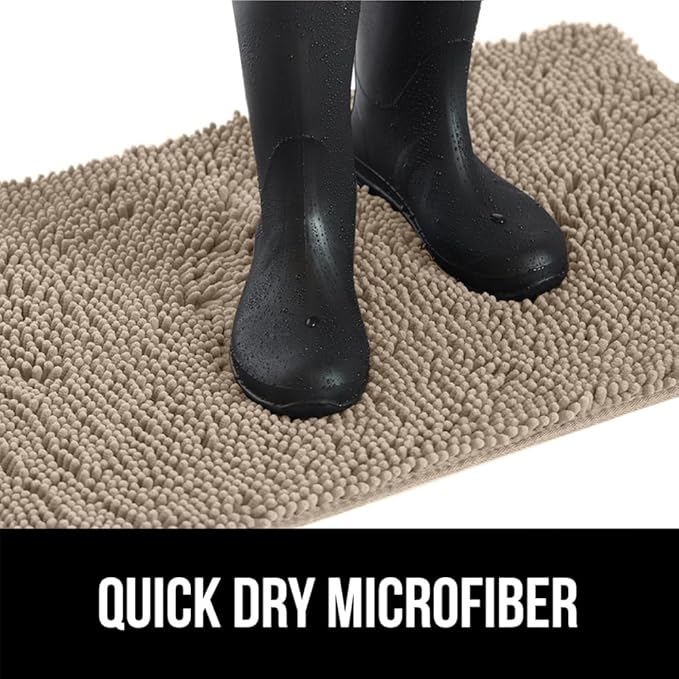 GORILLA GRIP SoakSTOPPER Dog Door Mat, Machine Washable Rug Absorbent Doormat Captures Moisture Mud Dirt, Quick Dry Soft Chenille Entryway Rugs Indoor Entrance Mats for Dog Paws, 24x17 Beige