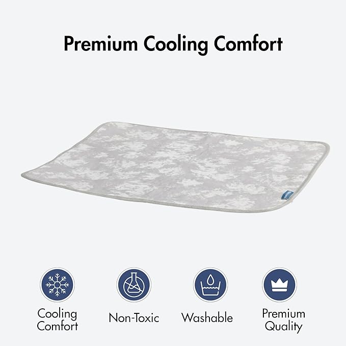 Spark Paws Cooling Mat for Dogs - Self Cooling Dog Mat & Pet Cooling Pad for Large, Medium & Small Dogs - Non-Toxic, Non-Gel Washable Cooling Bed - Cloud Grey - Size S