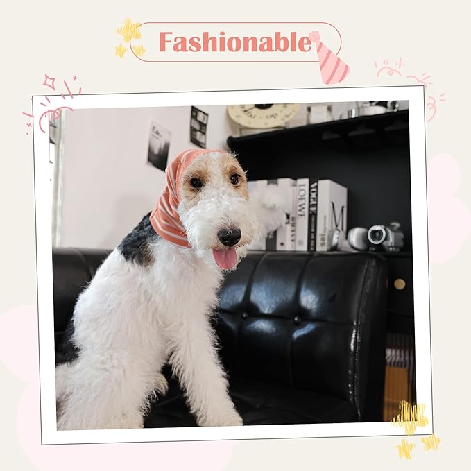 Nanaki Calming Hoodie Dog Grooming Ear Cover Anxiety Relief-No Shake Dog Ear Wrap Hematoma, Striped Head Wrap Snoods for Noise Protection, Bath, Fireworks, Thunderstorm, Blow Drying, Warm-Keeping
