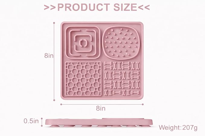 Hearth & Paw Silicone Lick Mat for Dogs – Slow Feeder & Enrichment Mat, Food-Grade 100% BPA-Free Silicone, Mental Stimulation,Better Digestions, Anxiety Relief, Multiple Colors Available (Blush Pink)