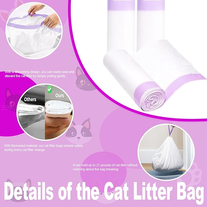 150 Count Cat Litter Bags,25 x16 Inch Automatic Litter Box Liner, Compatible with Litter Box Robot 3 & 4