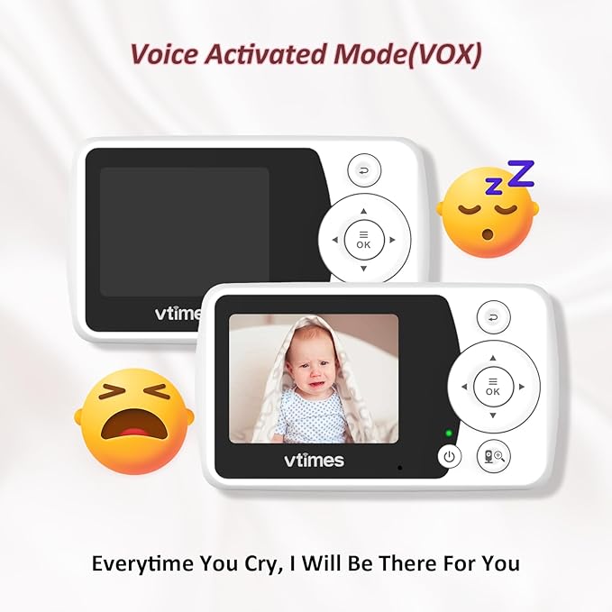 Baby Monitor with Camera and Audio, Video Baby Monitor No WiFi Night Vision 2.4" LCD Screen Portable Baby Camera Monitor Alarm Lullaby Temperature Sensor and 1000ft, Ideal for Baby/Elderly/Pet